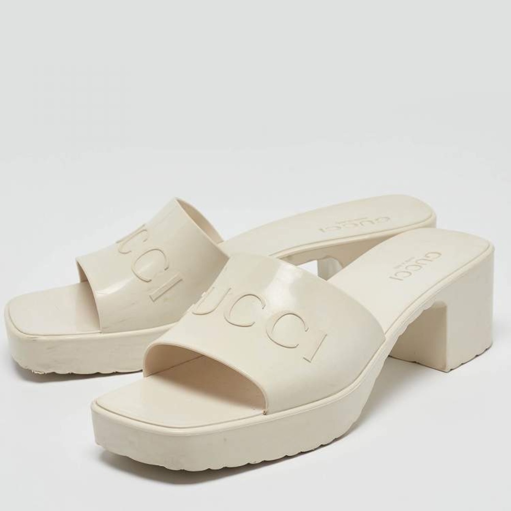 Gucci Platform Block Heel Slide Sandals - image 1